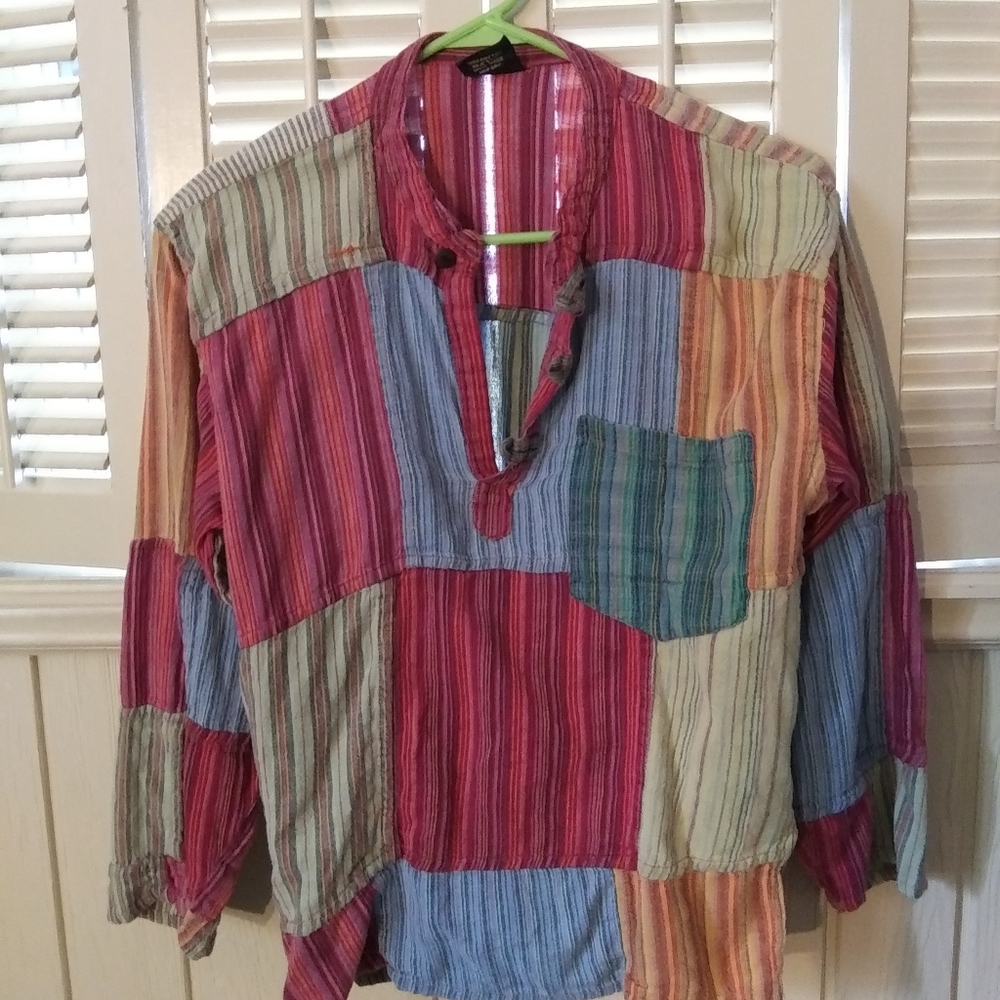 Shop Therapy Patchwork Hoodie, Button Front Pocket